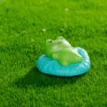 Miniatura statuetta rana verde sdraiata su foglia per micro paesaggio giardino 3.4cm - Rana che dorme