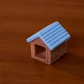 Miniature figurine de niche en résine, toit bleu bois brun ornement de bureau, déco jardin - Lit pour animal