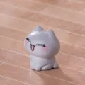Cute grey cartoon cat miniature figurine, funny expression, for dollhouse and home decor. - Beaming