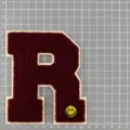 Chenille Buchstabe R Aufnäher College Jacke Stickerei mit süßem gelbem Smiley Gesicht. - Burgunderroter Buchstabe R (Mit Smiley-Gesicht)