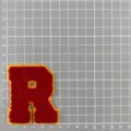 Chenille Buchstabe R Aufnäher, rot gelber Bügelflicken für Kleidung Jacke Stickerei. - Roter Buchstabe R