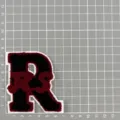 Chenille College Buchstabe R Aufnäher Bestickte Applikation Kleidung DIY Abzeichen - Schwarz-Roter Buchstabe R