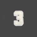 White Towel Embroidery Number 3 Patch Chenille Applique for Clothes Hats 65x43mm - Number 3 Chenille Embroidery Patch / Beige