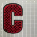 Rot-schwarz karierter Buchstabe C Bestickter Aufnäher Kleidung Zubehör DIY Abzeichen - Buchstabe C / 7.5cm / Rot & Schwarz Gitter