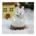 Simpatico pupazzo di neve di Natale luminoso con cappellino rosa e base in legno per micro. - No. 3 Pupazzo di Neve Sorridente