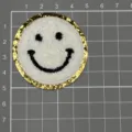 Towel embroidery glitter smiley face patch garment accessory iron on craft badge patch - Smiley (Glitter) / White