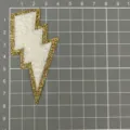 Glitter lightning patch, towel embroidery applique, iron on patch for clothing bags craft. - Lightning (Shiny Leather) / White