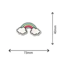 Detailed close-up of the colorful rainbow embroidery patch with dual clouds, showing precise stitch. - White Cloud Rainbow