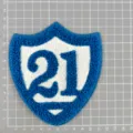 Blau und weiss Schild Nummer 21 Chenille Aufnaeher DIY besticktes Abzeichen Bekleidung. - Nummer 21