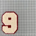Chenille embroidery number 9 patch apricot red border DIY clothing apparel badge - Number 9 Style (1G7-7)