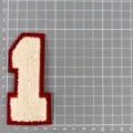 Apricot chenille towel embroidery number 1 patch, red border varsity letter badge appliques for clothing. - Number 1 Style (1G7-8)