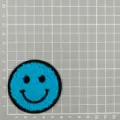 Blue smiley face towel embroidery patch, round clothing accessory decorative badge, 1pc - Blue Smiley Face (1C7-4)