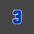 Blauwe chenille nummer 3 geborduurde patch voor kleding hoeden DIY decoratie 65x43mm - Nummer 3 Chenille Borduurpatch / Blauw