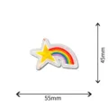 Detailed view of a cute rainbow shooting star embroidered patch, perfect for clothing repair. - Meteor Rainbow