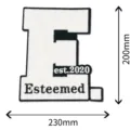 Black and white letter E embroidered patch with towel embroidery, measuring 200x230mm size. - Large Letter E