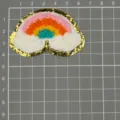 Regenbogen Chenille Glitzer Aufnäher bestickt Applikation für Taschen Kleidung - Regenbogen (Glitzer) / bunt