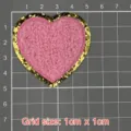 Rosa Herz Handtuch Stickerei Aufnäher mit Gold Glitzer Rand, Rückseite Schmelzkleber, DIY. - Herz (Glitzer) / Rosa