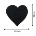 Black heart embroidered patch, laser cut edge fabric applique, 81mm size for DIY clothing. - Black Heart