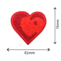 Red heart embroidered patch DIY garment accessory iron-on badge apparel decor applique 81x76mm - Red and Black Heart