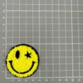 Toweling embroidery smiley face patch, yellow star eye cloth sticker for clothing shoes. - Star Eye Smiley Face (1C6-4) / Yellow