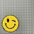 Yellow winking smiley face towel embroidery patch, cute clothing decorative patch for jacket bag. - Winking Smiley Face (1C6-7) / Yellow