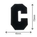 Schwarzer Chenille Buchstabe C Aufnäher DIY Stickerei Abzeichen Applikation 73x45mm - Buchstabe C Gemischte Stickerei Ohne Kleber / Schwarz