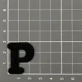 Black embroidered letter P patch, stylish alphabet sew-on badge for hats and clothes. - Letter P / Black