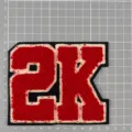 Roter und Weißer 2K Chenille Frottee Stickerei Aufnäher für die Collegejacke DIY - 2K Buchstabenstil (1G5-9)