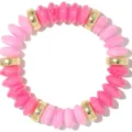 Pulsera de cuentas rosas de moda con espaciadores dorados estilo boho para mujeres - Pulsera de Cuentas Rosa de una Sola Hebra (1)