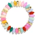 Pulsera de cuentas multicolores con espaciadores metálicos, estilo bohemio vacaciones. - Pulsera de Cuentas Multicolor de una Sola Hebra (2)