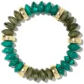 Pulsera de cuentas bohemia verde y dorada elegante joya de moda accesorio de vacaciones - Pulsera de Cuentas Verde de una Sola Hebra (3)