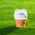 Cute Siamese Cat Ice Cream Cone Figurine Miniature Resin Ornament for Garden Decor - Cone Cat