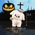 Statuetta di cucciolo in resina di Halloween con cappello da strega per micro paesaggio. - Cucciolo Mago