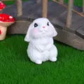 Miniatura Coniglio Bianco Orecchie Cadenti Resina Statuetta Carina Paesaggio Giardino - Coniglio Ariete a Pelo Lungo