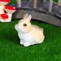 Mini statuetta coniglio in resina, simpatica decorazione giardino micro paesaggio bianco. - Coniglio Olandese con Orecchie Erette