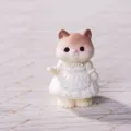 Cute resin cat figurine miniature desktop ornament white dress toy decoration 3.4cm - Bib Kitten