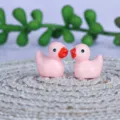Miniature figurine de canard rose en résine pour jardin de succulentes bonsai 1.5cm - Rose