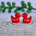 Set de petites figurines de canards en résine rouge pour mini déco de bonsaï - Rouge