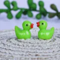 Mini statuetta di anatra in resina verde, decorazione micro paesaggio per pianta bonsai. - Verde