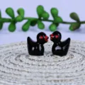 Mini statuette di anatra in resina nera micro paesaggio decorazione giardino miniature - Nero