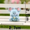 Simpatica statuetta topo blu in resina artigianato miniatura per decorazione muschio 2.7cm - N. 1 Ratto