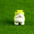Cute cartoon weird green frog resin miniature figurine desktop ornament gift 3.0x2.5cm - Snickering Frog