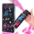 Spray de poudre pour révélation de genre avec boîte pour fête, ambiance festive unique. - 100.00g / Style Garçon et Fille Noir / Rose