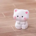 Simpatica statuetta in miniatura di gatto bianco per decorazioni di micro paesaggio. - Gatto Accovacciato