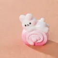 Mini simpatica statuetta di coniglio in resina su torta, perfetta per micropaesaggio DIY e la scrivania. - Coniglietto Rotolo di Pan di Spagna