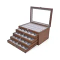 Boîte de Rangement en Bois 5-Niveaux 50-Grilles Présentoir pour Briquets Finition Noyer - 50 Grilles 5 Couches / Grain de bois de noyer