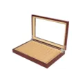 Wooden 12-slot pen display box with clear acrylic lid, premium gift storage organizer. - Burgundy