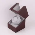 Automatic single watch winder box brown PU leather mechanical watch storage display case. - AU Plug / 1+0 Coffee and Gray