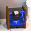Single automatic watch winder with LED blue light and carbon fiber interior for mechanical watches. - Single Watch Slot / Black Walnut