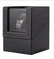 Black PU leather single watch winder automatic mechanical watch display box variant - 1+0 Alligator Grain Carbon Interior